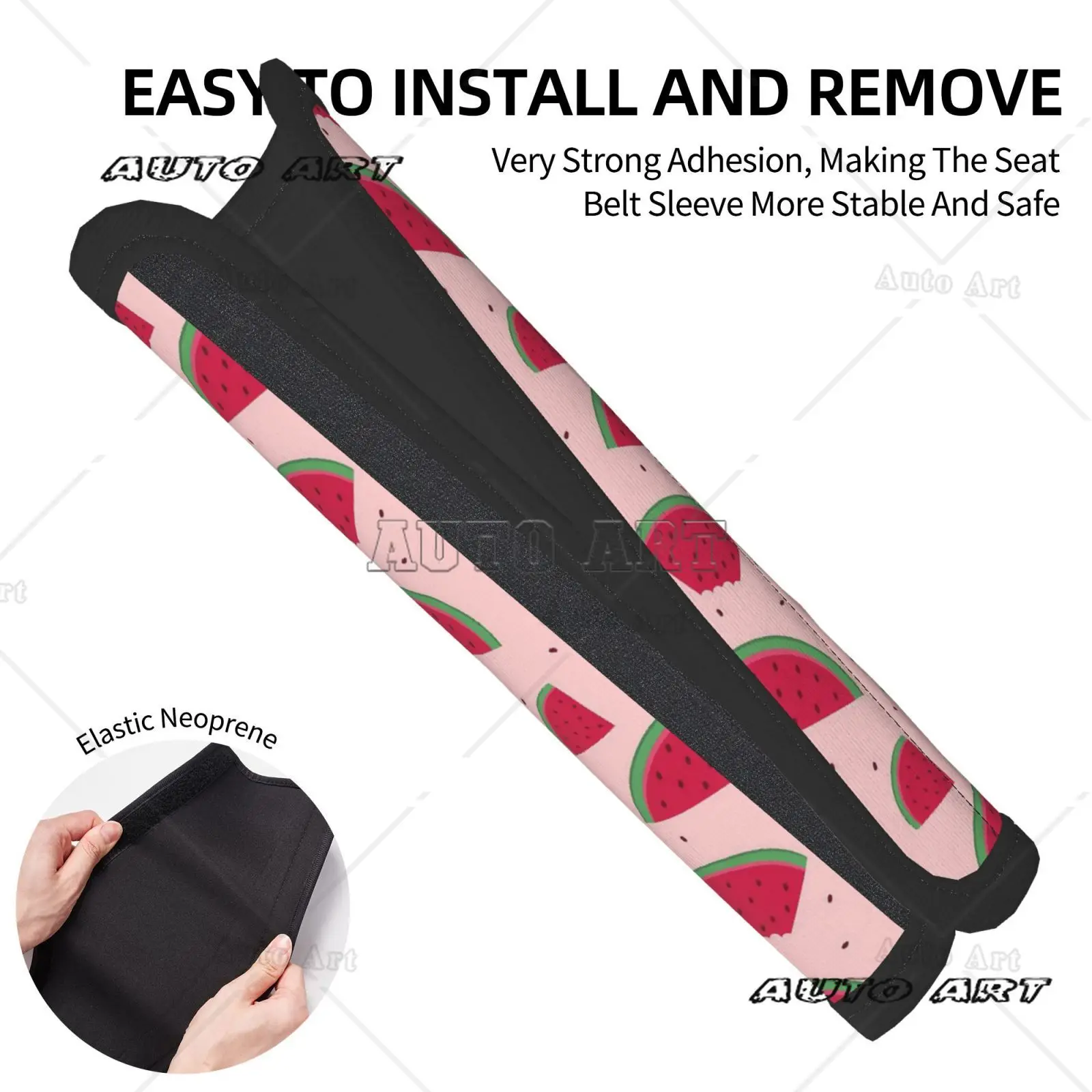 Watermelon Fruit Summer Seat Belt Cushion 2-piece Set Shoulder Protection Comfortable Seat Belt Shoulder Strap Luggage Strap