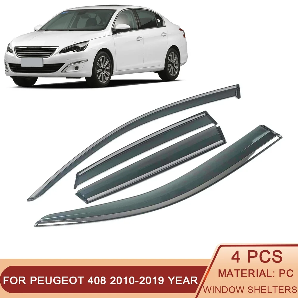 

For PEUGEOT 408 2010-2019 Car Window Sun Rain Shade Visor Shield Shelter Protector Cover Trim Frame Sticker Exterior Accessories