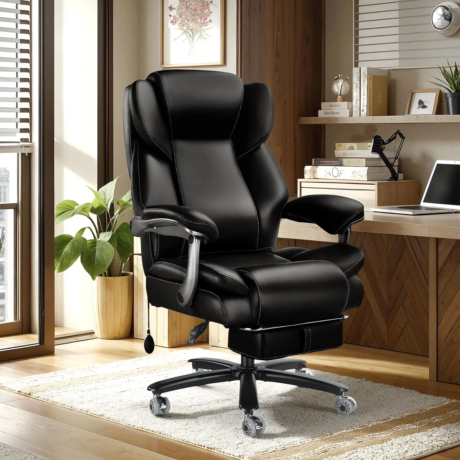 600lbs Big and Tall Office Chair for Heavy People,Heavy Duty Comfy Executive Office Desk Chair with Adjustable, Customized
