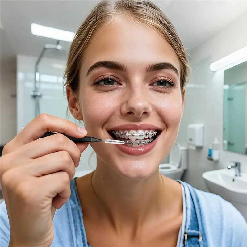 BABZ-فرش بين الأسنان، 150 عبوة للأقواس، منظف بلاستيكي لتنظيف فجوات الأسنان، رأس فرشاة حلزوني ناعم متضمن