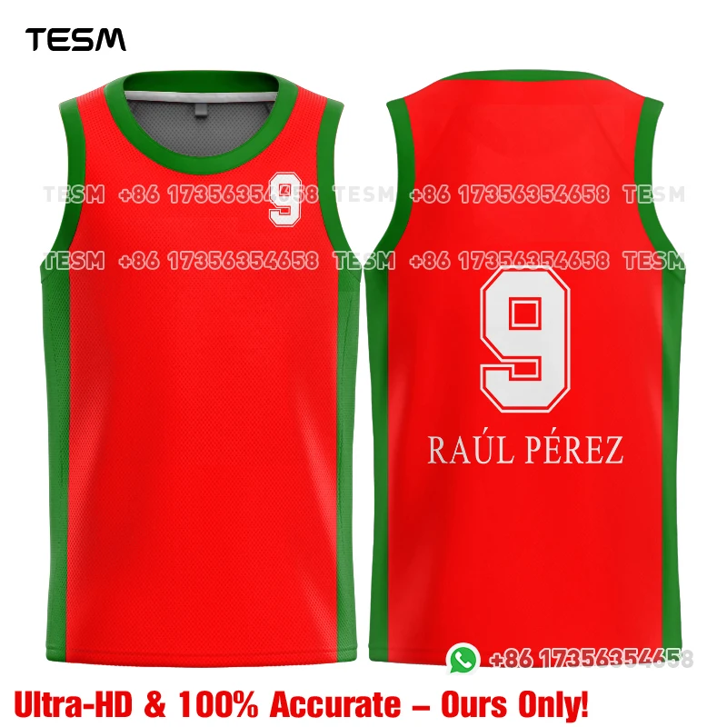 Parent Child Matching Football Jersey No.9 Red Green Sleeveless Mesh Quick Dry Family Sports Training Vest