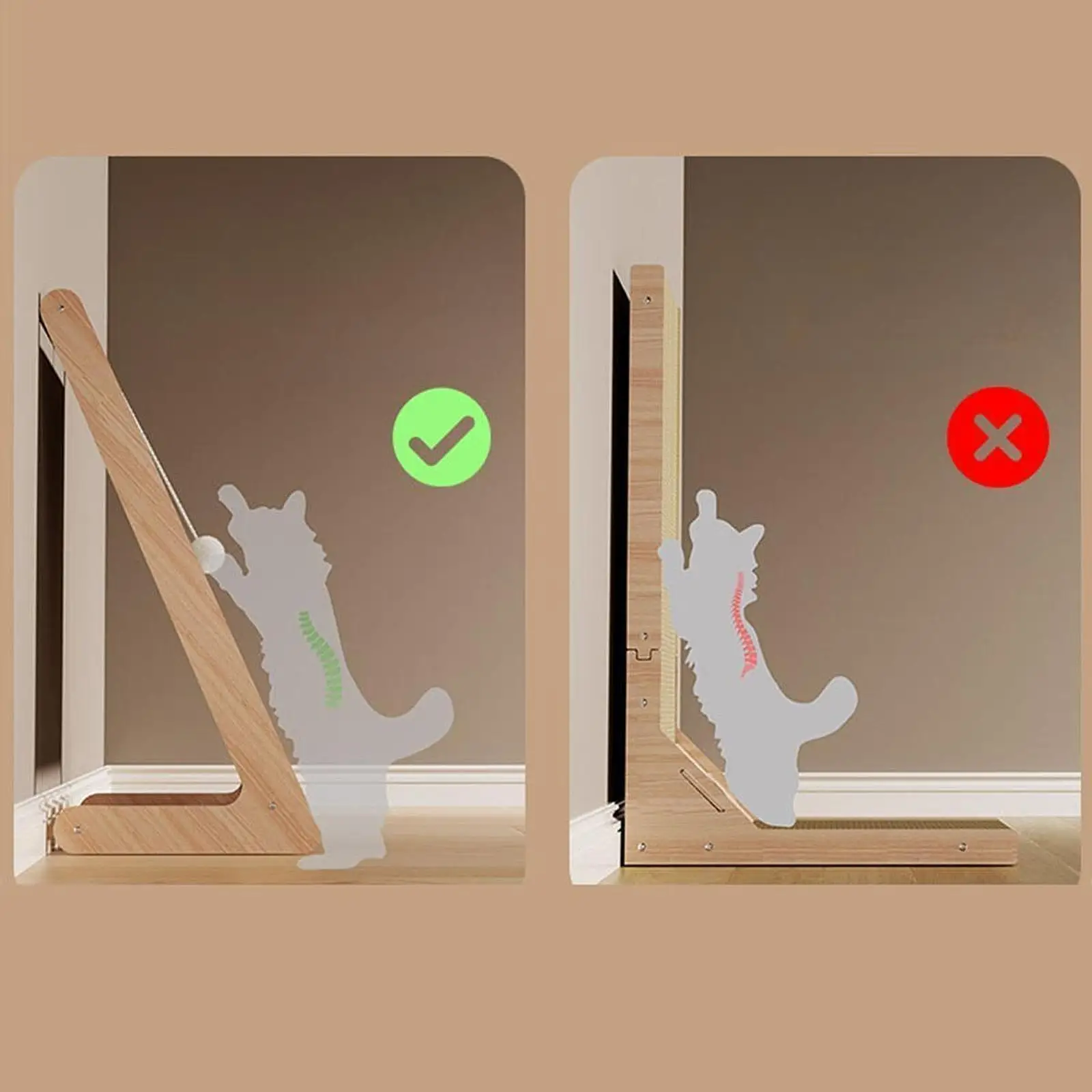 Cat Scratcher Furniture Protector with Minimalist Wood Design for Play and Rest Toy