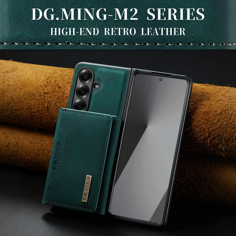 DG.MING Leather Wallet Phone Case for Samsung Galaxy Z Fold 8 Ultra 7 6 5 4 3 fold7 fold6 fold5 Cards Holder Funda Cover Hoseje