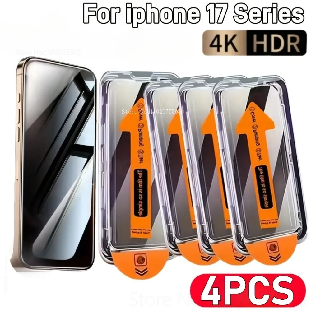 

4 шт. высококачественное закаленное стекло для IPhone 17 Promax 15 16 Promax Air 15 14 Plus 11 12 Mini 13 Promax X XR XS Простая установка