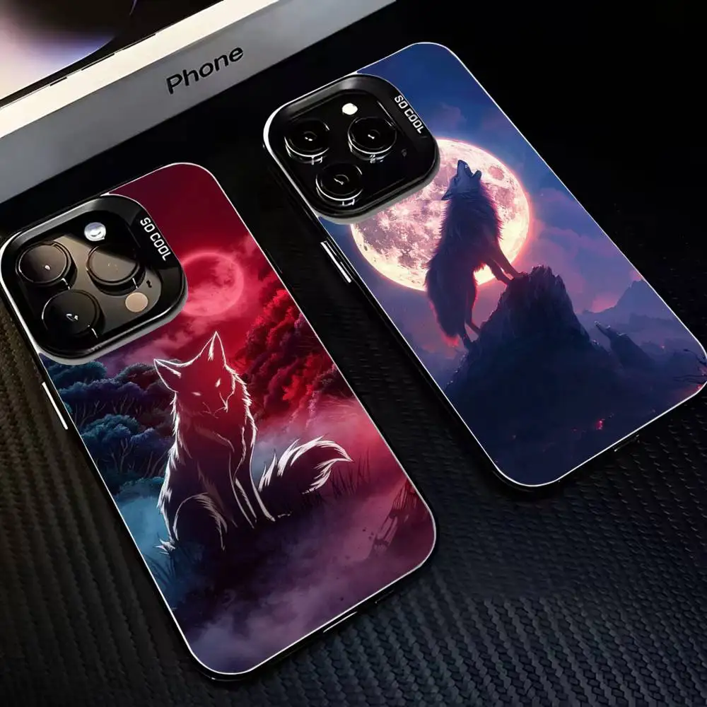 

Чехол для телефона с изображением волка и животного для iPhone 17,16,15,14,13,12,11 Plus, Pro Max, черный матовый противоударный чехол