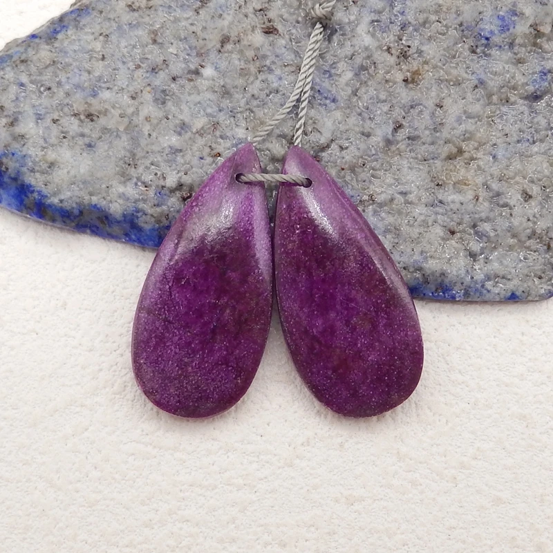 Natural Stone Water Drop Earrings For Women Handmade African Purple Stone Statement Earrings Party Gifts DIY Jewelry30x14x4mm 5g