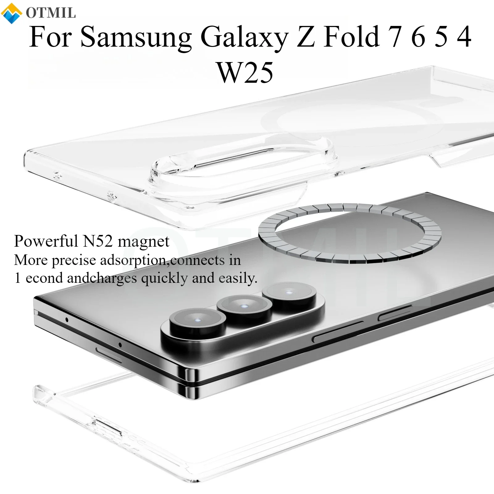 

Новый чехол для Samsung Galaxy Z Fold 7, 6, 5, 4, W25, прозрачный невидимый чехол Magsafe, ультратонкий легкий защитный защитный чехол