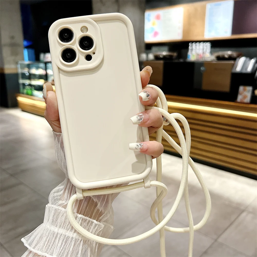 Handyhülle für iPhone 11 12 13 14 15 16 17 18 Pro Max 17 Air 16E mit verstellbarem Umhängeband und weicher Abdeckung