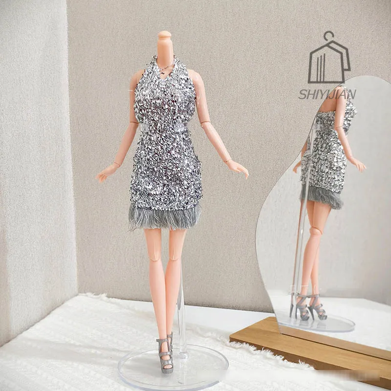 30cm/11 Inch Supermodel Doll Clothes Accessories Elegant Sequin Fashion Dress Dinner Dress Up Princess Clothes For PP FR Xinyi
