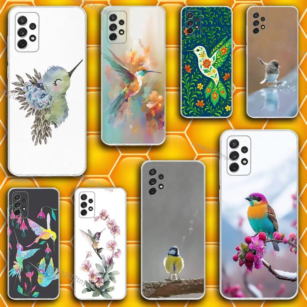 

Colorful Bird Hummingbird Phone Case Silicone For Samsung S30,23,21,22,20 FE lite,S10,9,PIus Note20ultra Soft Transparent