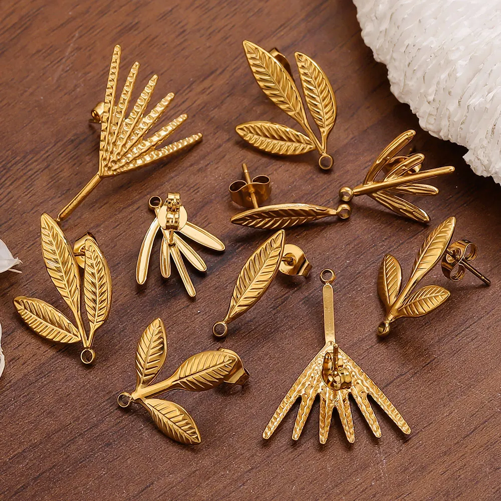 

6pcs Stainless Stee Gold Leaf Branch Astral Earring Diy Boho Earring Making Supplies Hooks Connectors Handmade Jewelry Findings