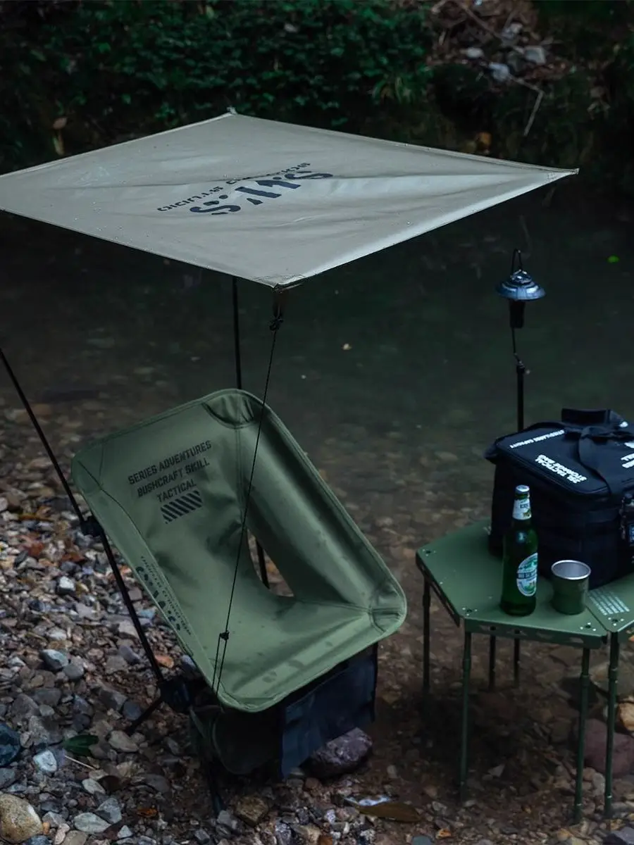chaise-lune-wellhike-d'exterieur-noire-avec-auvent-impermeable-protection-solaire-pour-camping-peche-parc-pique-nique