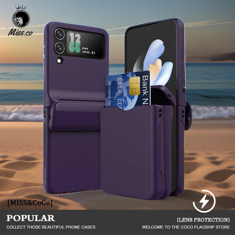 

PC Hard Card Insertion Phone Case For Samsung Galaxy Z Flip 6 Shell Galaxy Z Flip 5 Case Fall Prevention Card holder Phone Cover