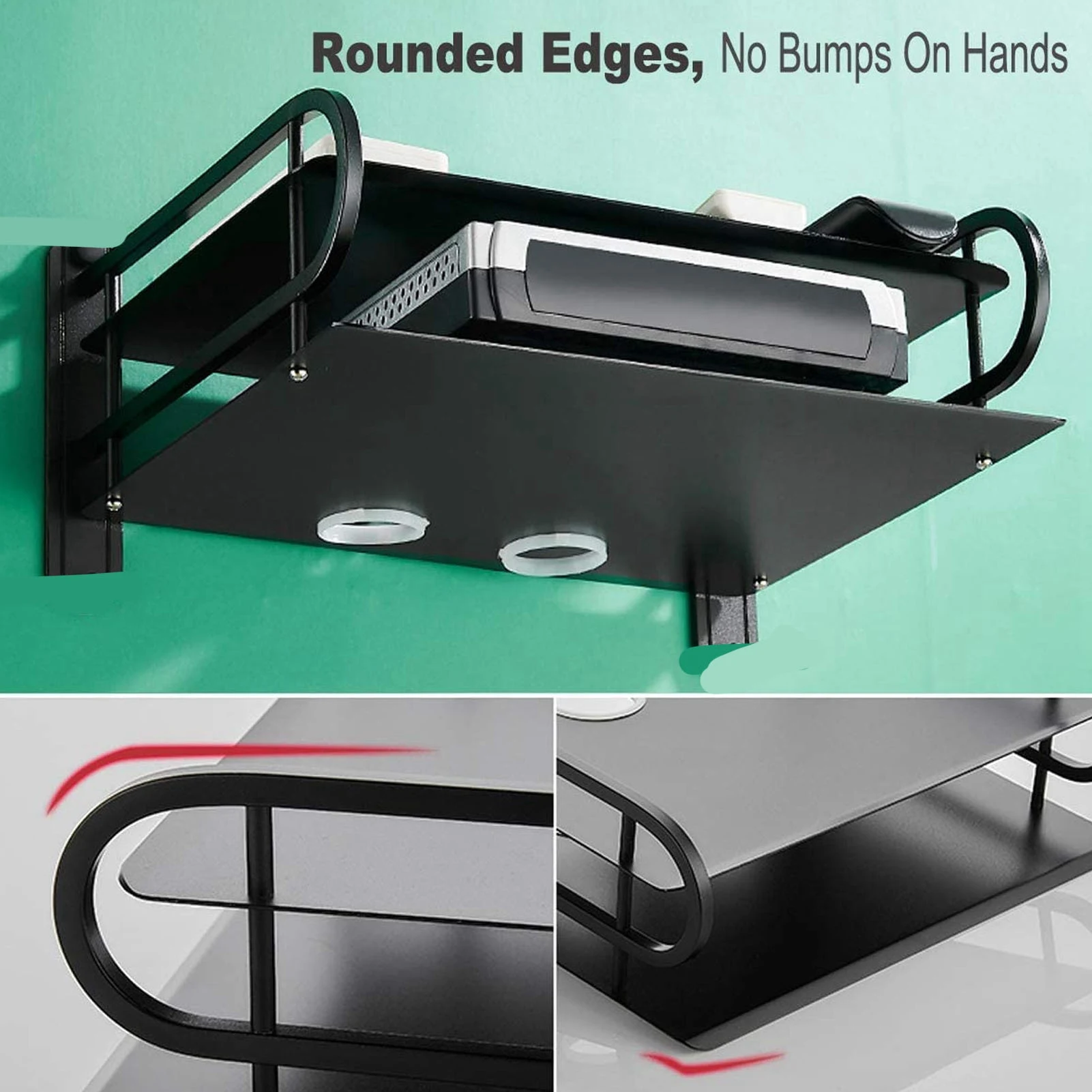 Cable Box Shelf Double Layer Floating Wall Shelf TV Box Shelf Wall Mounted Router DVD Cable Box Shelf for Household TV Box Shelf