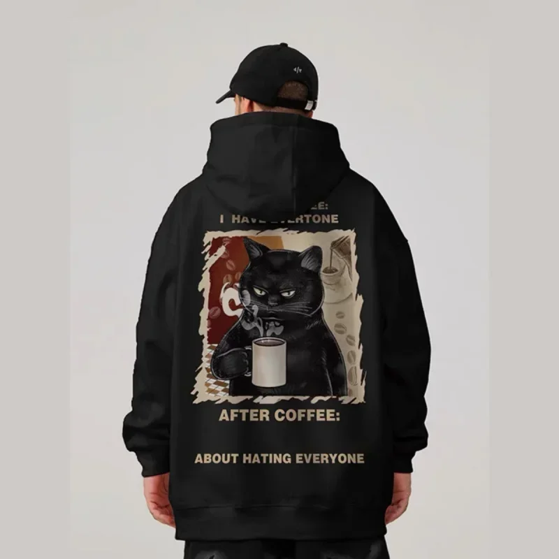 

Men Retro Cotton Tops Hoodies Harajuku Streetwear Daily Hooded Hip Hop Male Winter Vintage Hoodie Printed