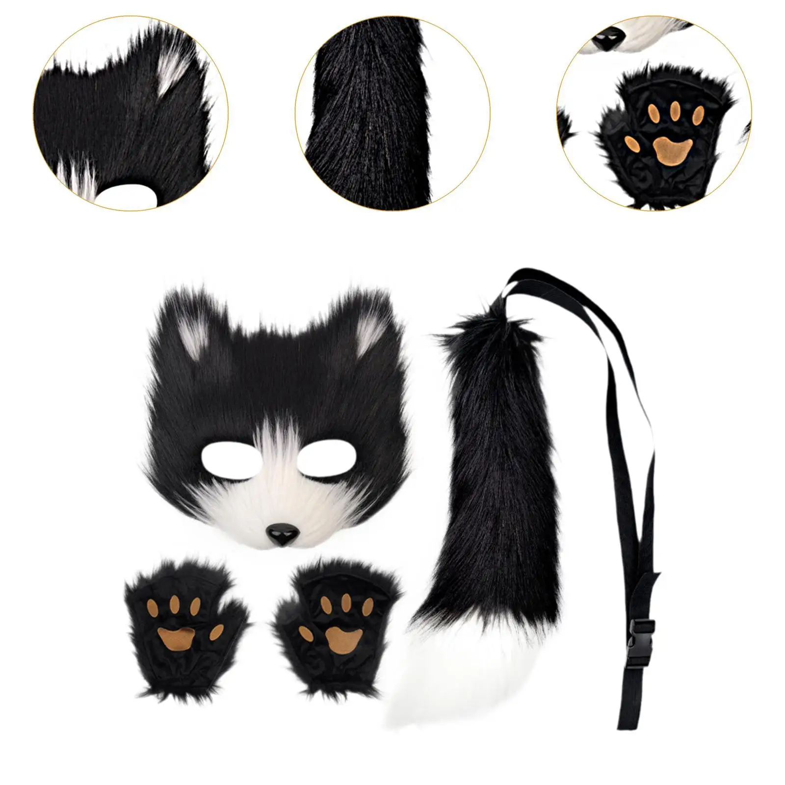 Set maschera e coda per animali Coda lunga per animali per spettacoli teatrali, ballo di fine anno