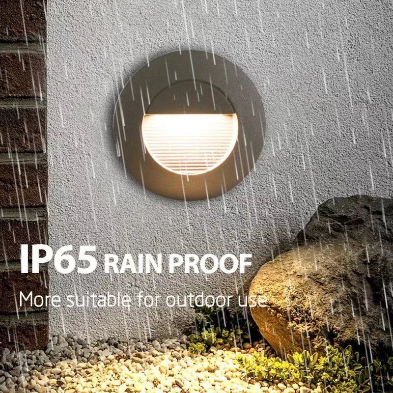 Luz LED de paso impermeable IP65 para exteriores, lámpara empotrable de pared de 3W para escalera de jardín, camino de esquina, pasillo, luz nocturna para el hogar, 110V, 220V