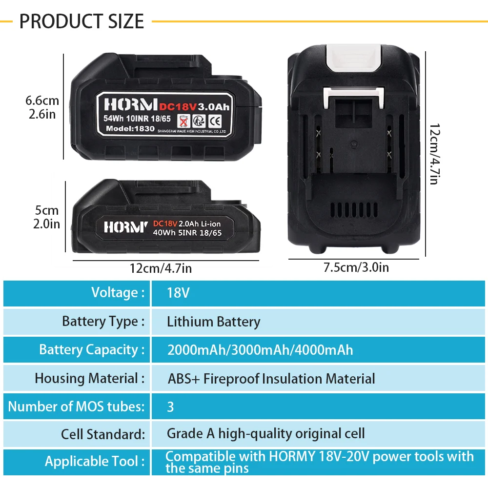 Rechargeable Lithium Battery Series 18V/21V Charger For Cordless Drill/Saw/Screwdriver/Wrench/Angle Grinder Brushless Power Tool