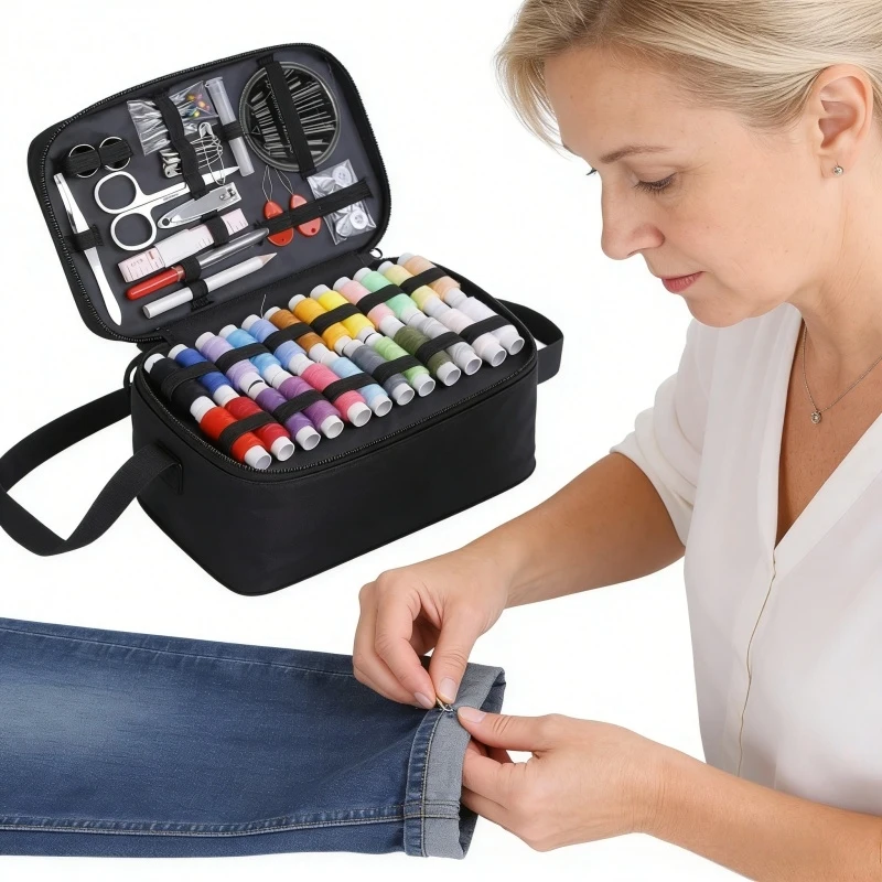 

Набор для шитья 86/130 предметов: многофункциональный комплект инструментов для рукоделия, сумка-органайзер для шитья, квилтинга, вышивки и аксессуаров для ниток