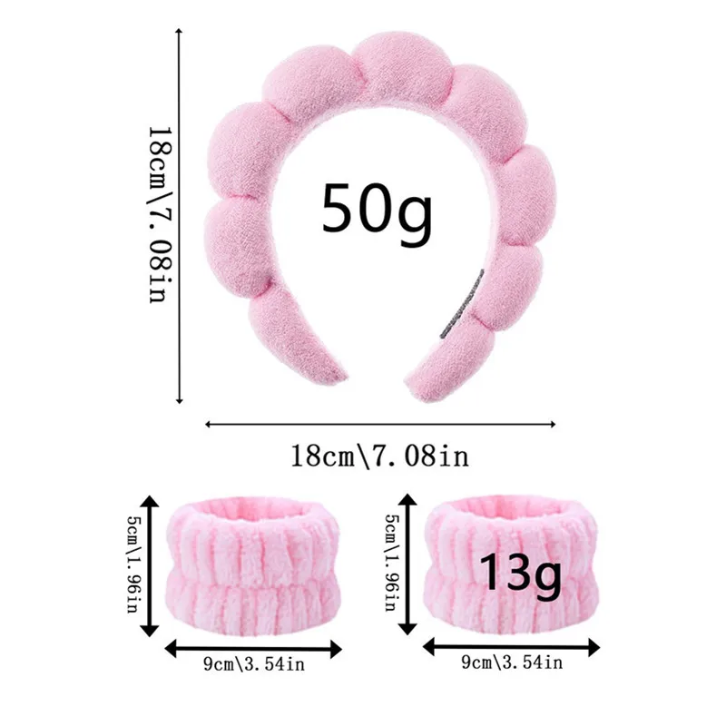 Chic Fried Dough Twists Schwamm Hohe Krone Stirnband Handtuch Flauschige Haarreifen Armband Damen Gesichtswäsche Haarspangen Zubehör Set – Detail 8