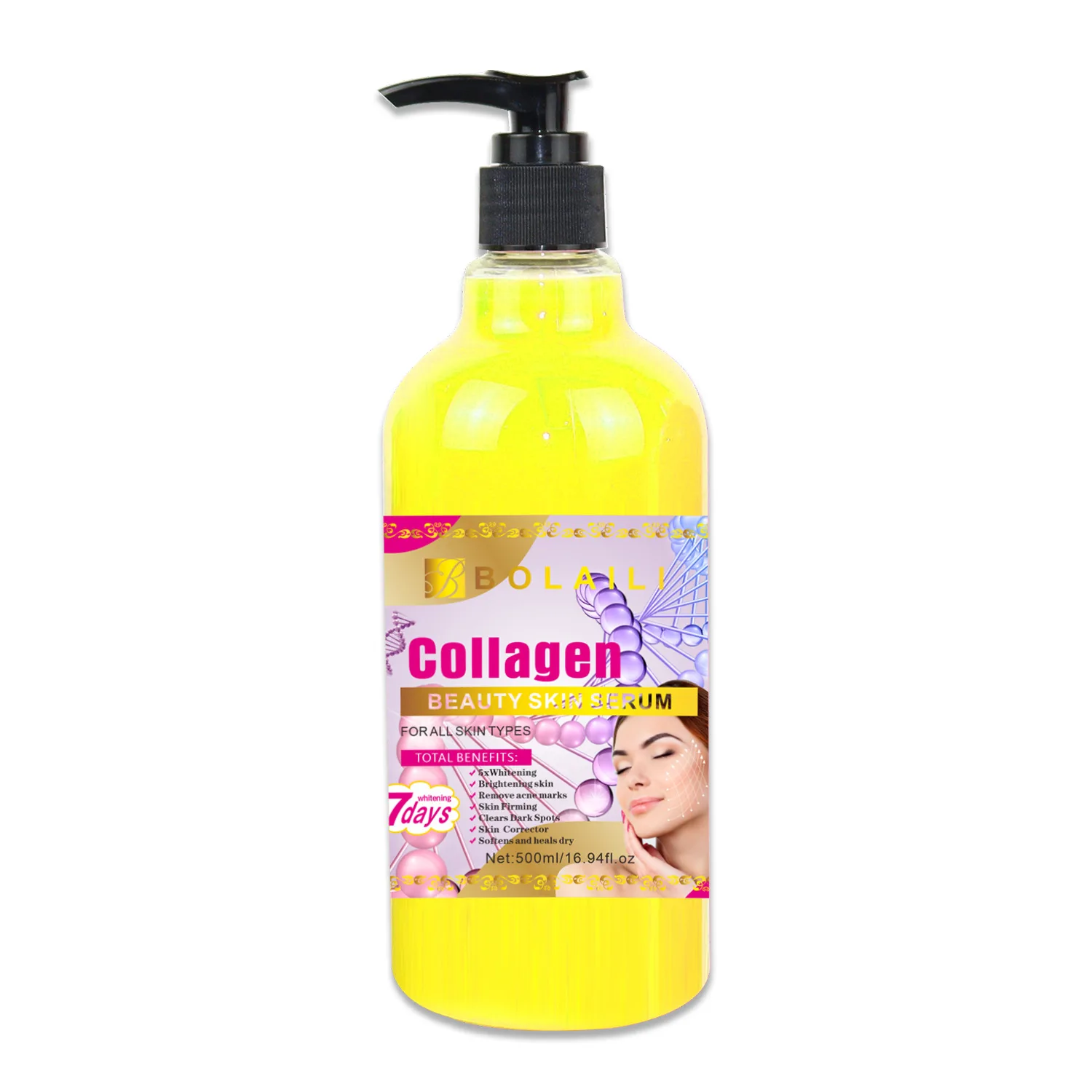 500ml Collagen Facial Serum AHA Whitening Beauty Skin Essence Hydrating Lock Water Elasticity Brightening Skin Care for Face