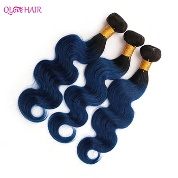 Ombre Body Wave 1B/Blue capelli umani malese Body Wave 3 fasci radici scure a media Auburn 2 fasci di tono tessuto malese dei capelli