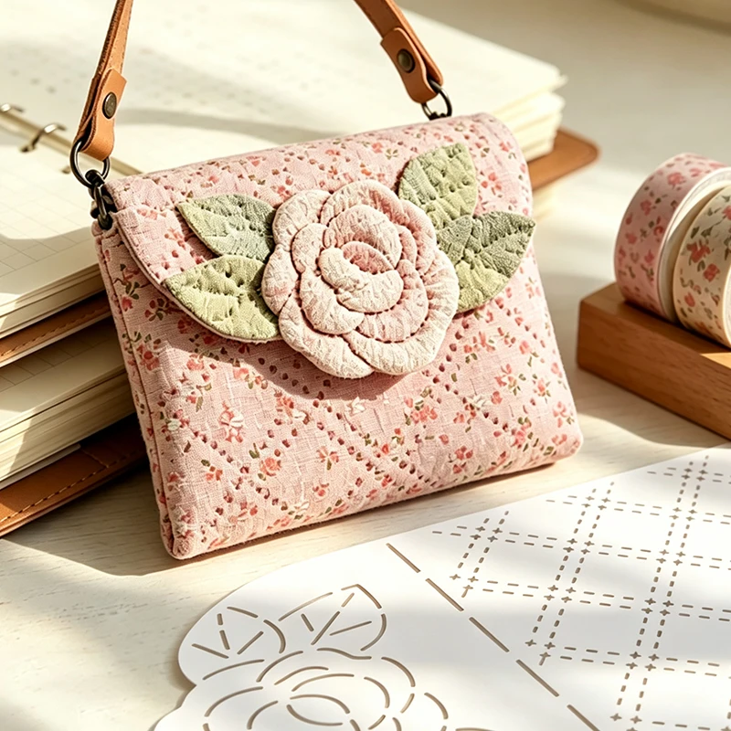 Rose Handbag Sewing Template for DIY Projects