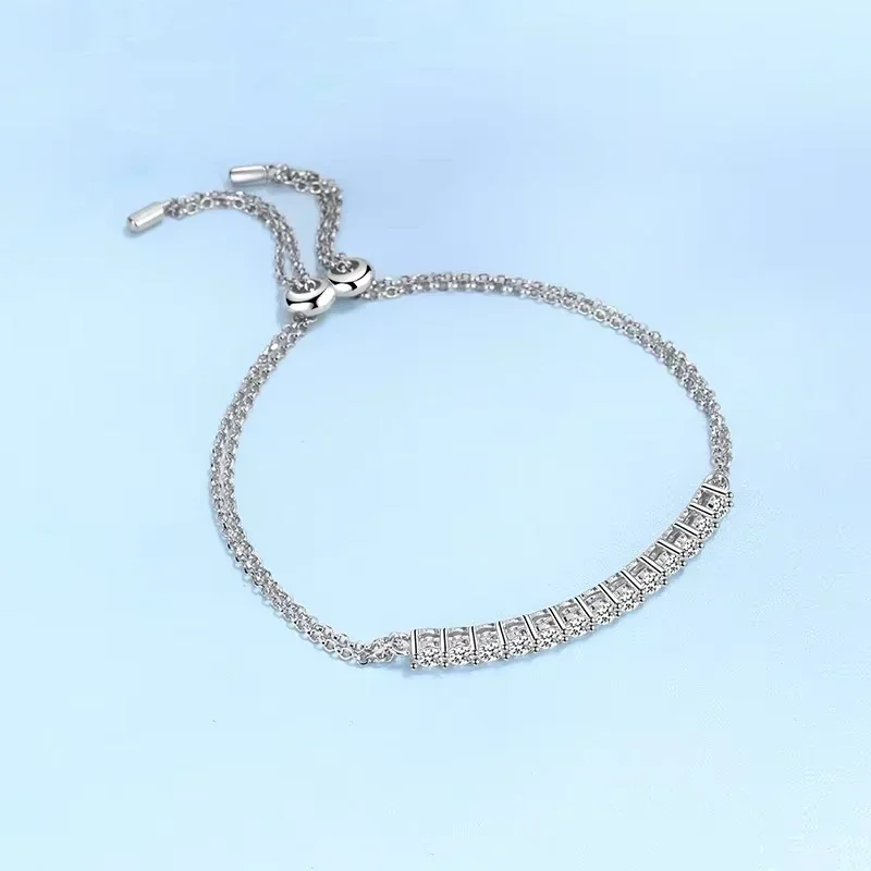Women Valentine's Day 18K White Gold Wedding Bracelets 1.3CT Moissanite Diamond Girl Friend Birthday Gift PT950 Fine Jewelry