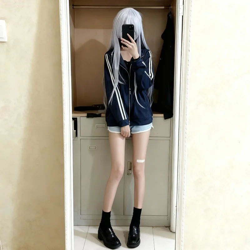 Anime Yoisaki Kanade Cosplay Costume Hoodie Stand Collar Coat Short Pants Wig Suit for Women Halloween Party Daily Wear Outfit