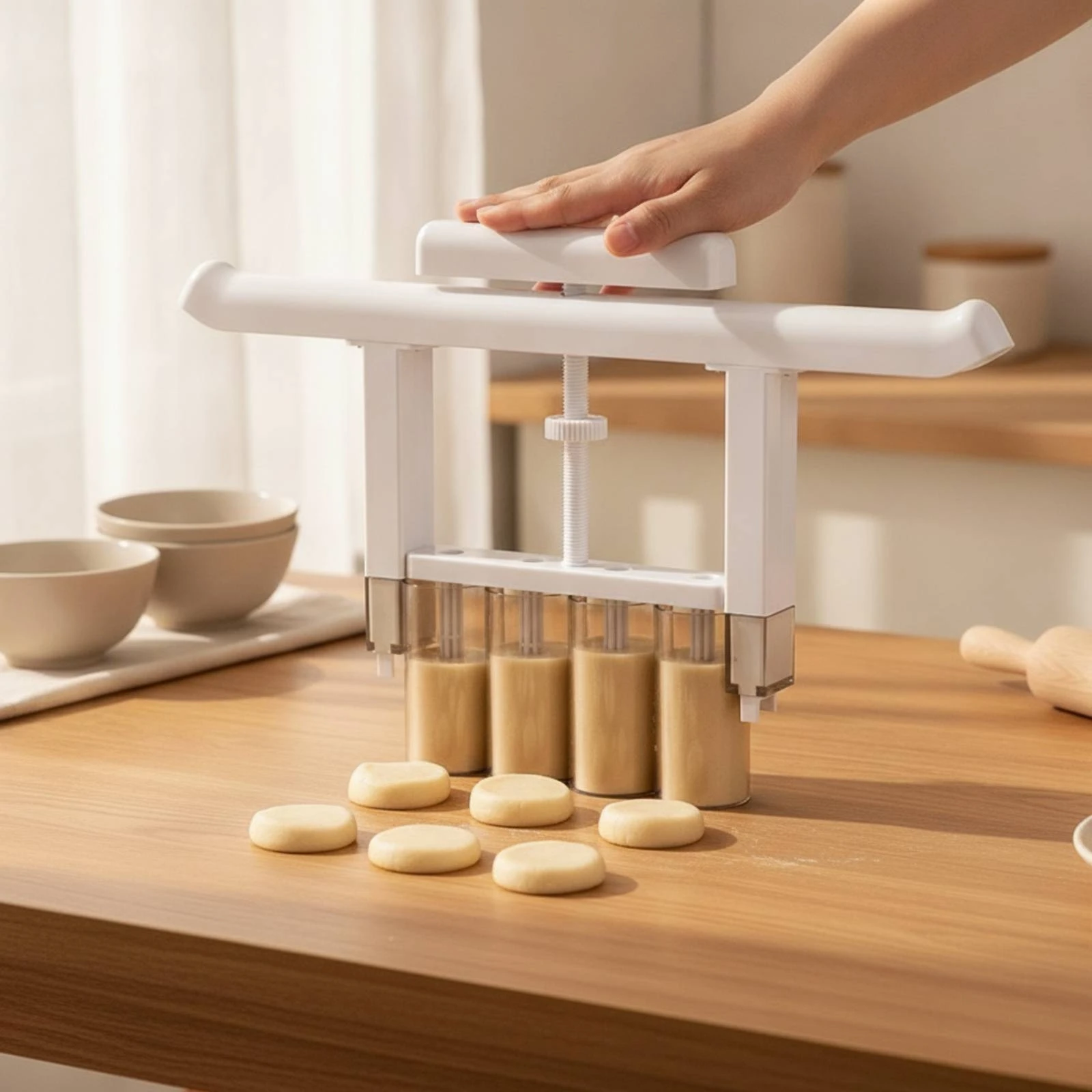 Mooncake Filling Divider Adjustable Pastry Portioning Machine Portioner Hand-Press for Bakers, Bakery