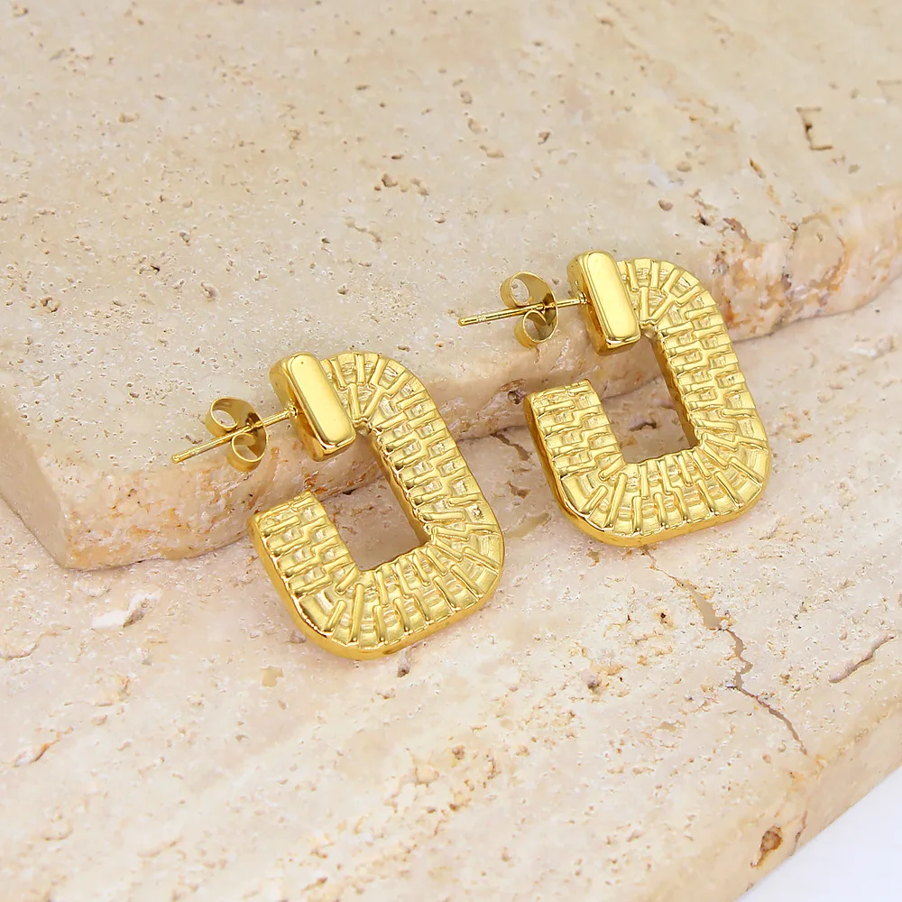 DIY accessories Premium sense niche simple letter G shape earrings jewelry girls titanium steel plated 18K gold stud earrings fa