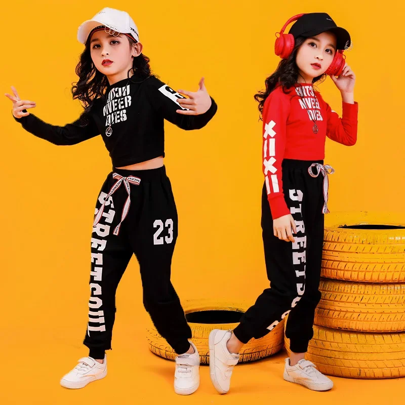 Costume Ballroom Dancing Girls Women Dress Clothes Hip Hop Clothing Kids Sweatshirt Top Crop Shirts Casual Pants Street Dance