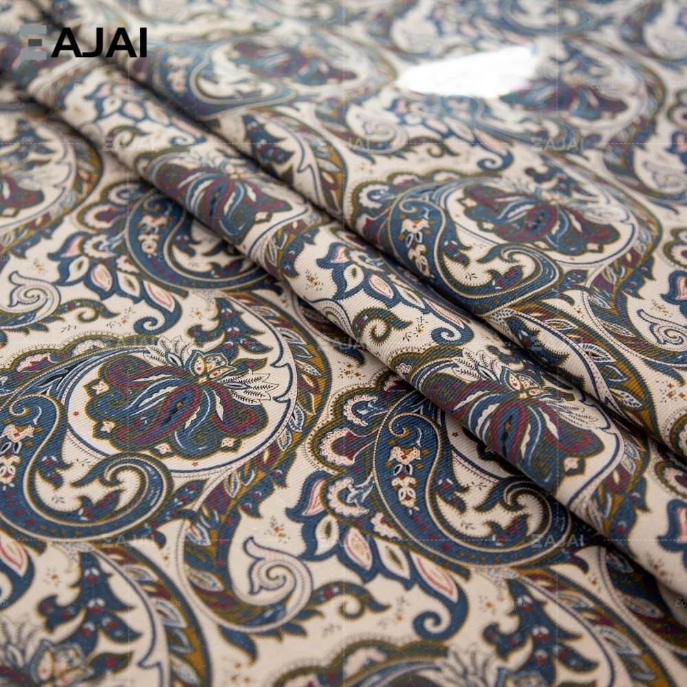 

Soft Cotton Pin Corduroy Fabric Printed Paisley Cloth Material DIY Skirt Sewing Beginner Friendly Craft Supplies Festive