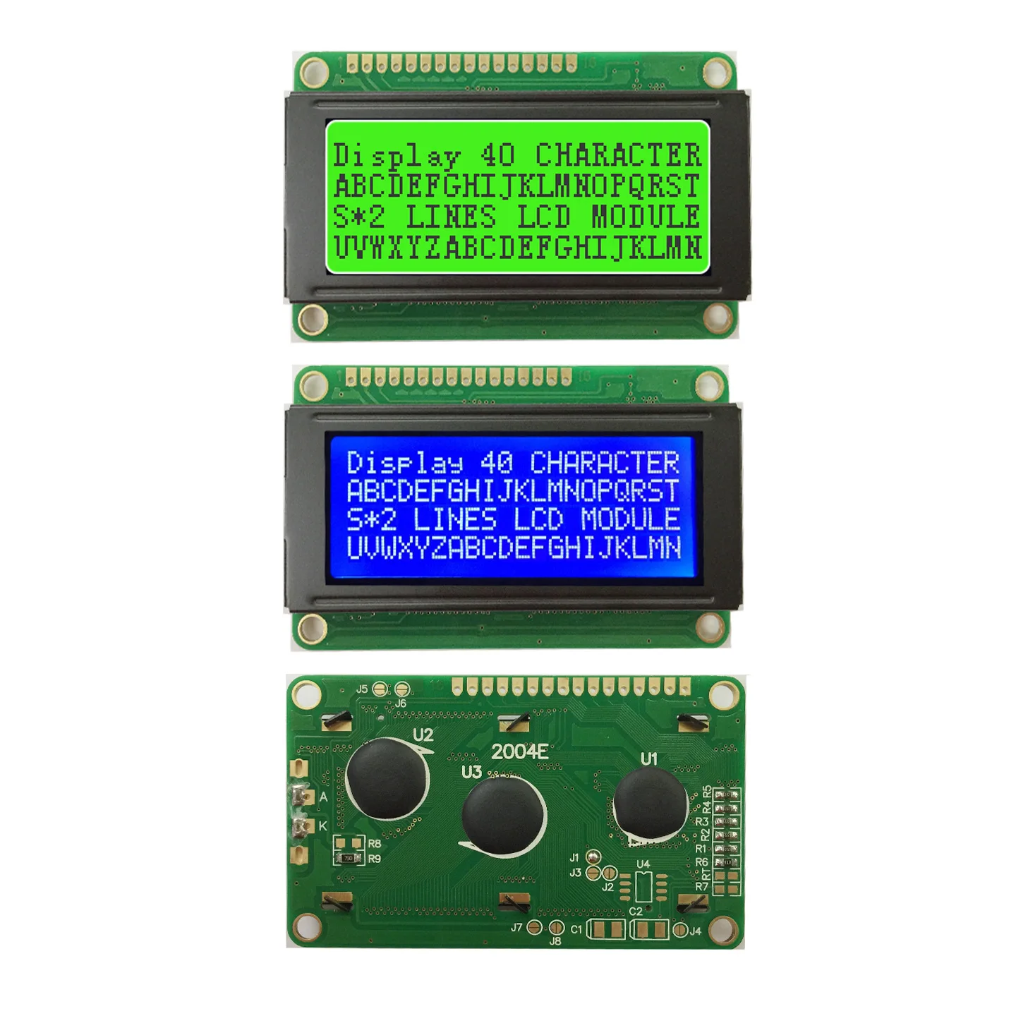 Kleines 20 x 4 2004 77 x 47 mm LCD-Anzeigemodul HD44780 5 V blau grün