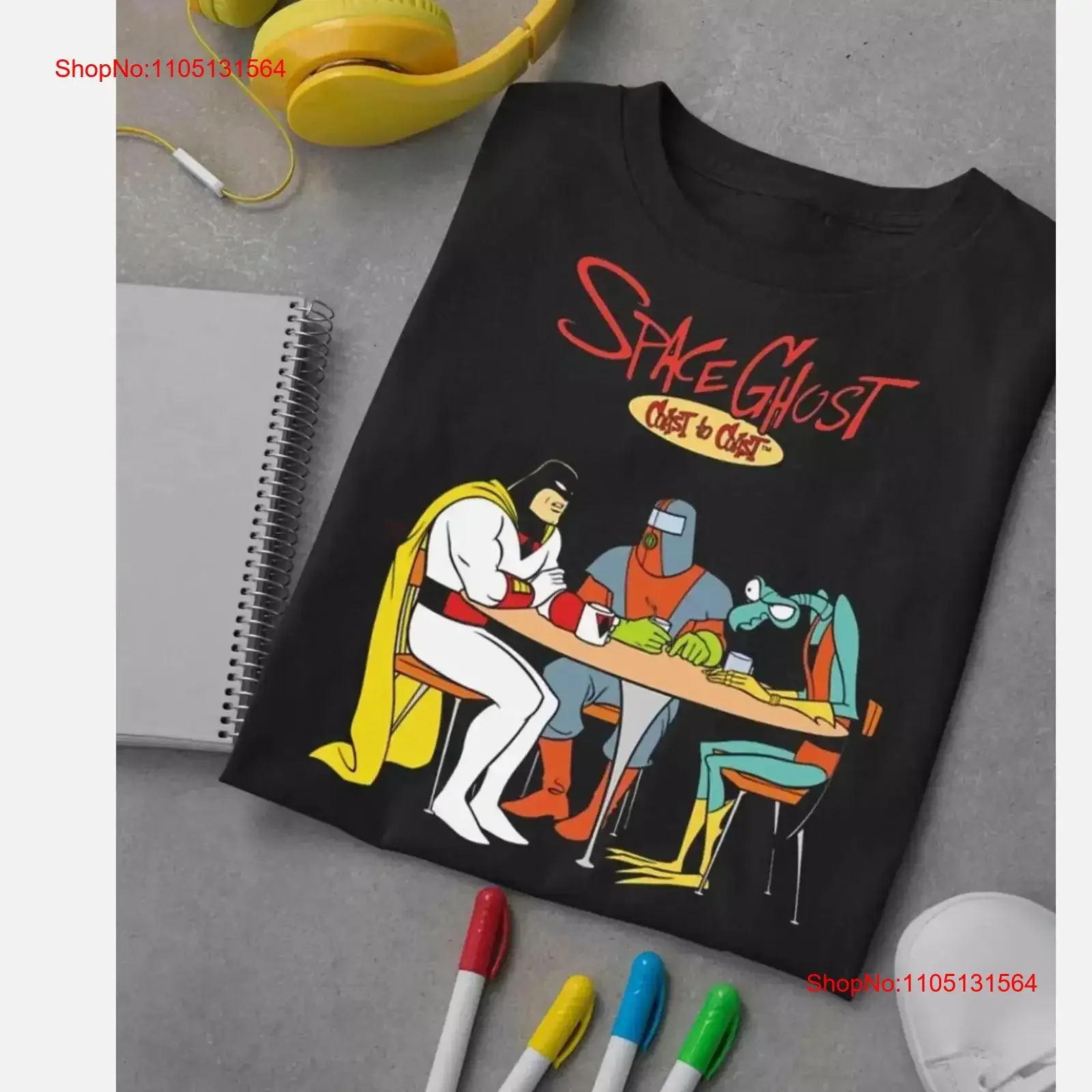 حار جديد الفضاء شبح الساحل إلى الكرتون تي شيرت أسود جميع الأحجام خمر غسلها تنفس مصمم الأزياء الملابس تنوعا #1