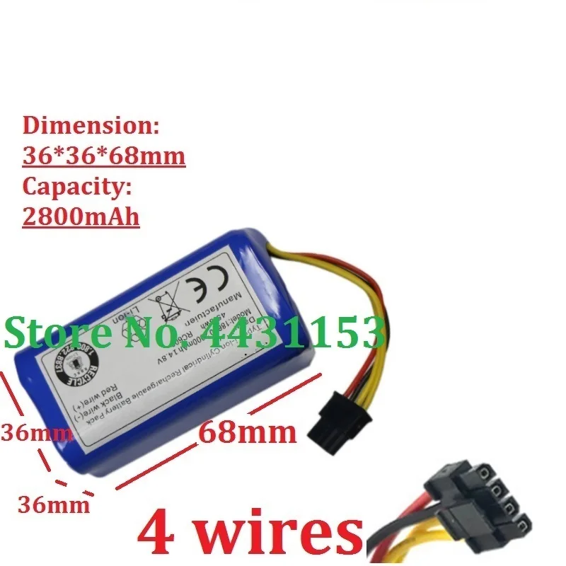 

2800mAh Li-ion Battery For Cecotec CONGA 1290 1390 1490 1590,GENIO Deluxe 370,Gutrend Echo 520,Redmond RV-R500 Li-ion 18650