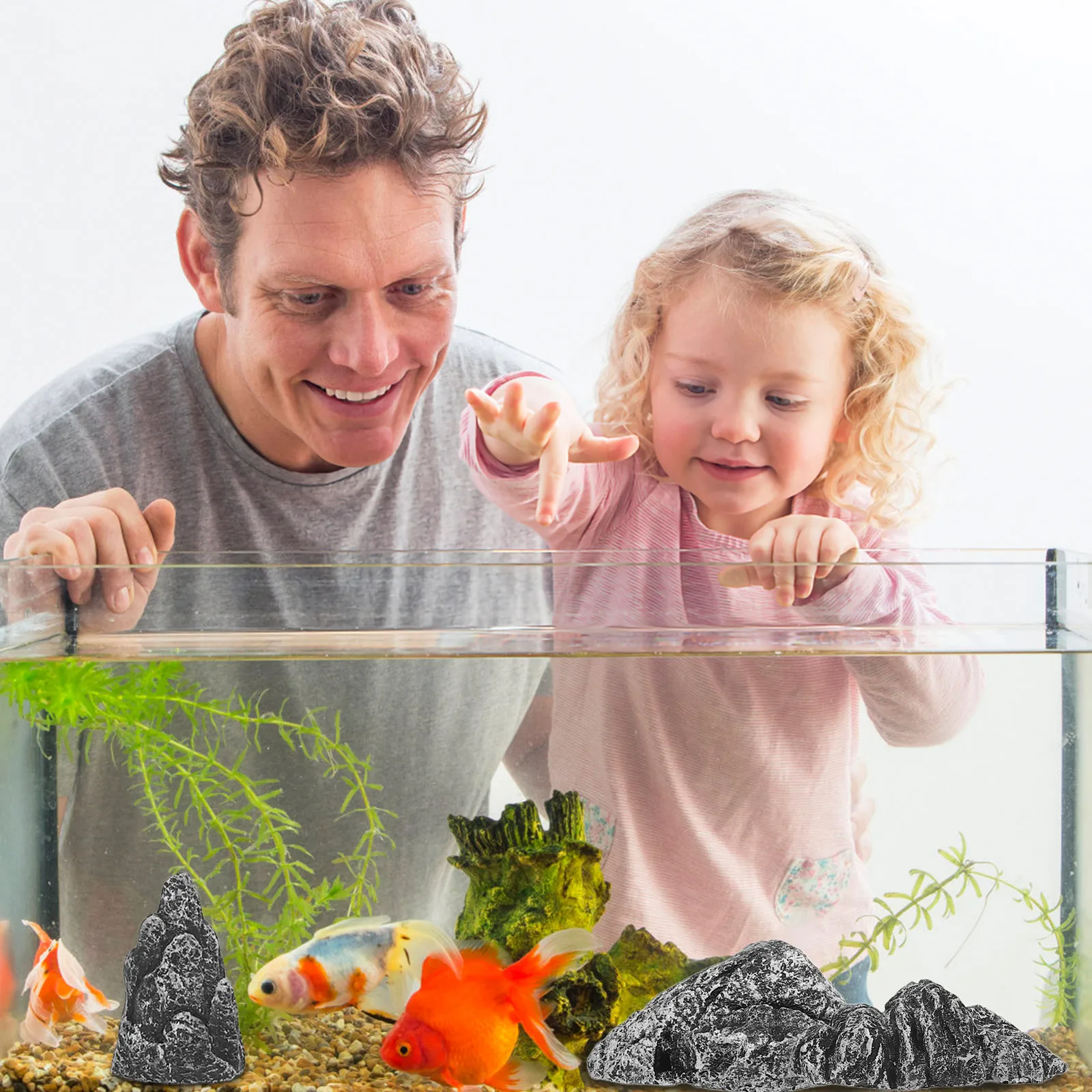 

4Pcs Natural Stone Fish Tank Rockery Aquarium Decoration Miniature Rockery Landscape Diorama Micro Landscape Fish Aquarium Decor