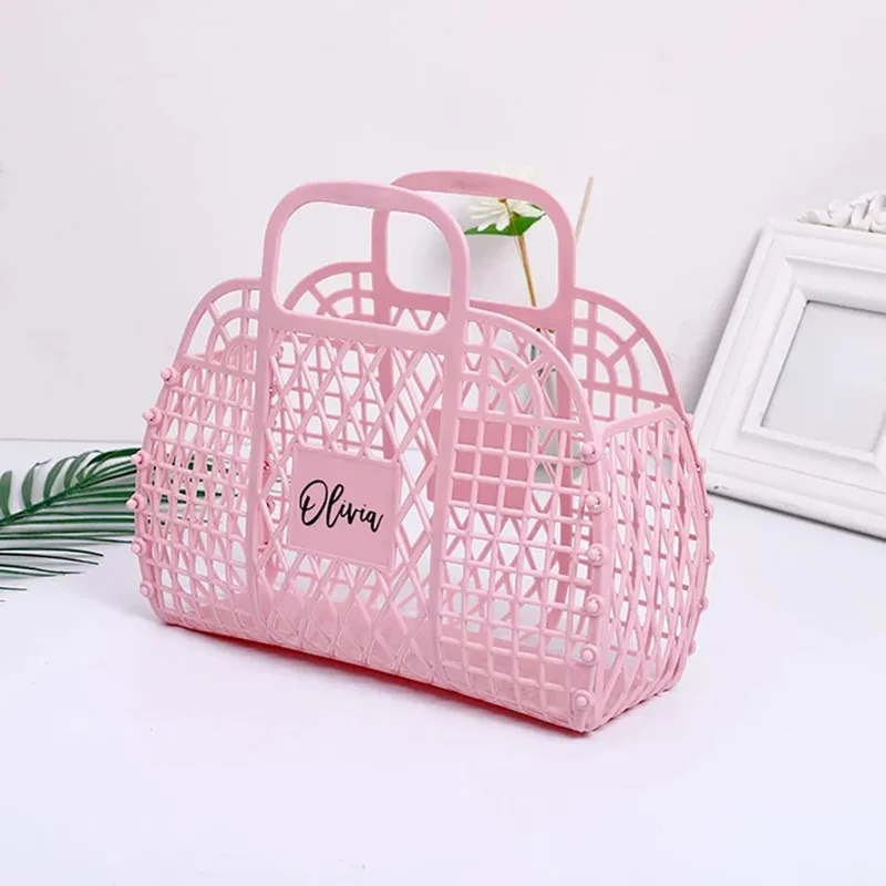 Personalized Jelly Bag Bridesmaid Retro Tote Basket Bachelorette Tote Bag Personalized Party Bag Jelly Purse Jelly Basket Bag