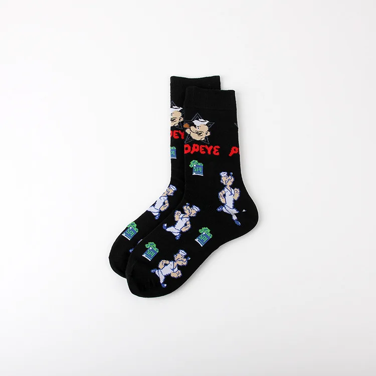 Anime Popeye the Sailor Socks Popeye Olive Oyl Bluto Cartoon Print Mid length Socks Unisex Casual Sports Socks