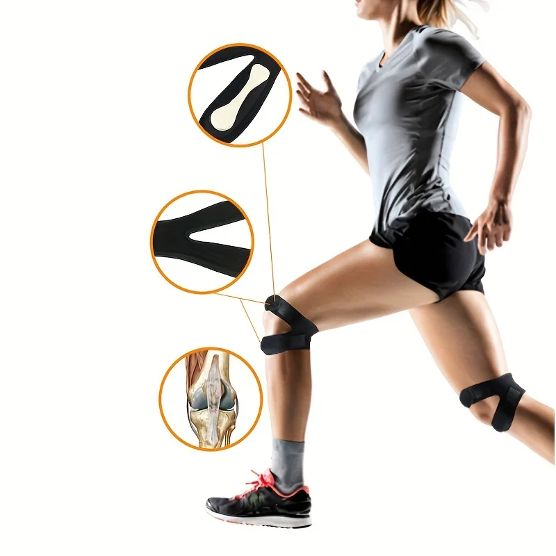 Black Tech Double Patella Knee Braces! Adjustable, stable, unisex. Ideal for basketball & cycling.Top sports protection!