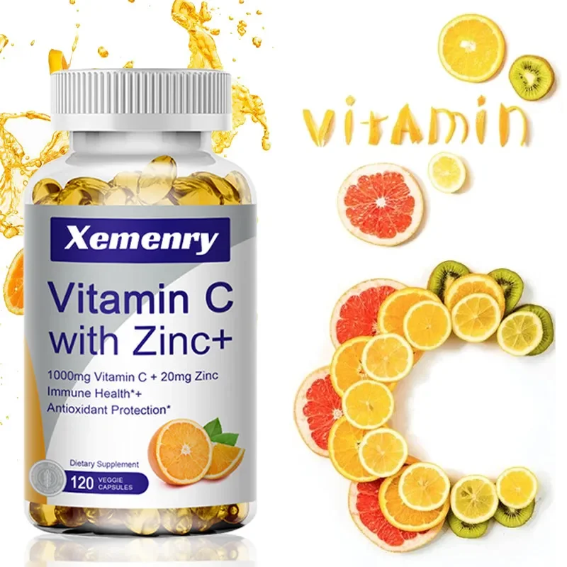 

Vitamin C with Zinc - Vitamin Supplement To Support Immune Health, Boost Cellular Energy, and Antioxidant Protection