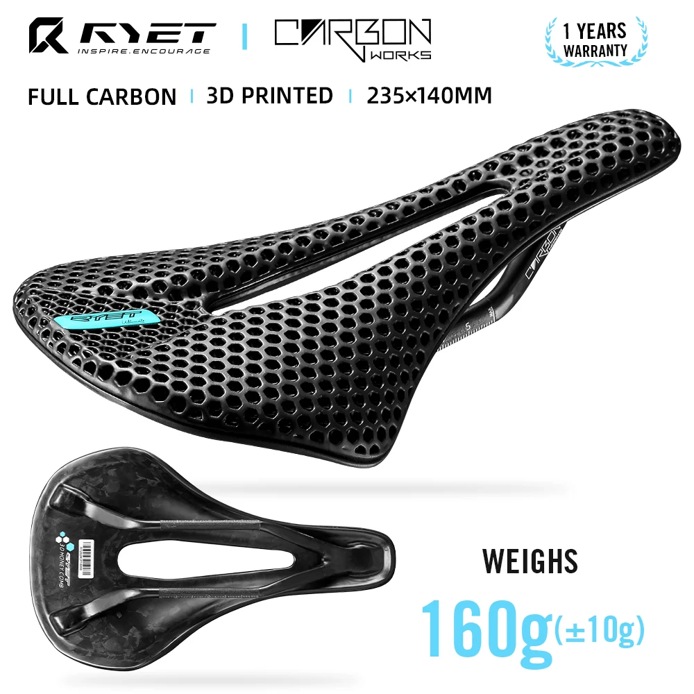 

RYET 3D Printed 140mm Comfort Bike Saddle Road MTB Racing Ergonomic Lightweight Cycling Seat