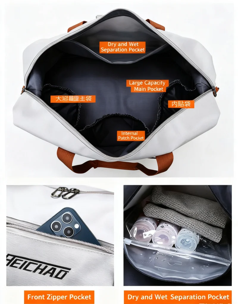 Large-Capacity Travel Bag Men Women Handheld Business Luggage Bag Lightweight Wet and Dry Separation Waterproof Sports Gym Bag