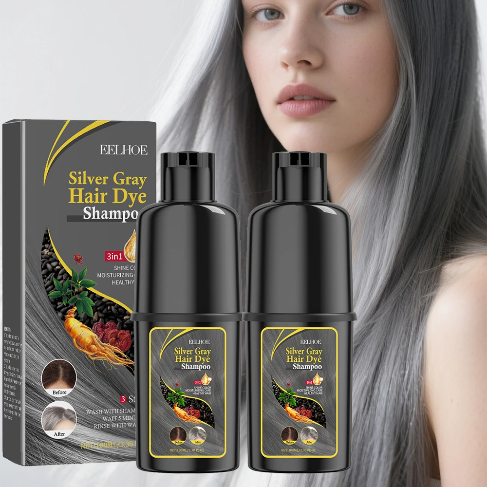 

Шампунь для окрашивания волос EELHOE Silver Gray 3 в 1, быстрое окрашивание за 5 минут, с растительными экстрактами, для блестящих и здоровых волос, покрытие седины, для домашнего использования