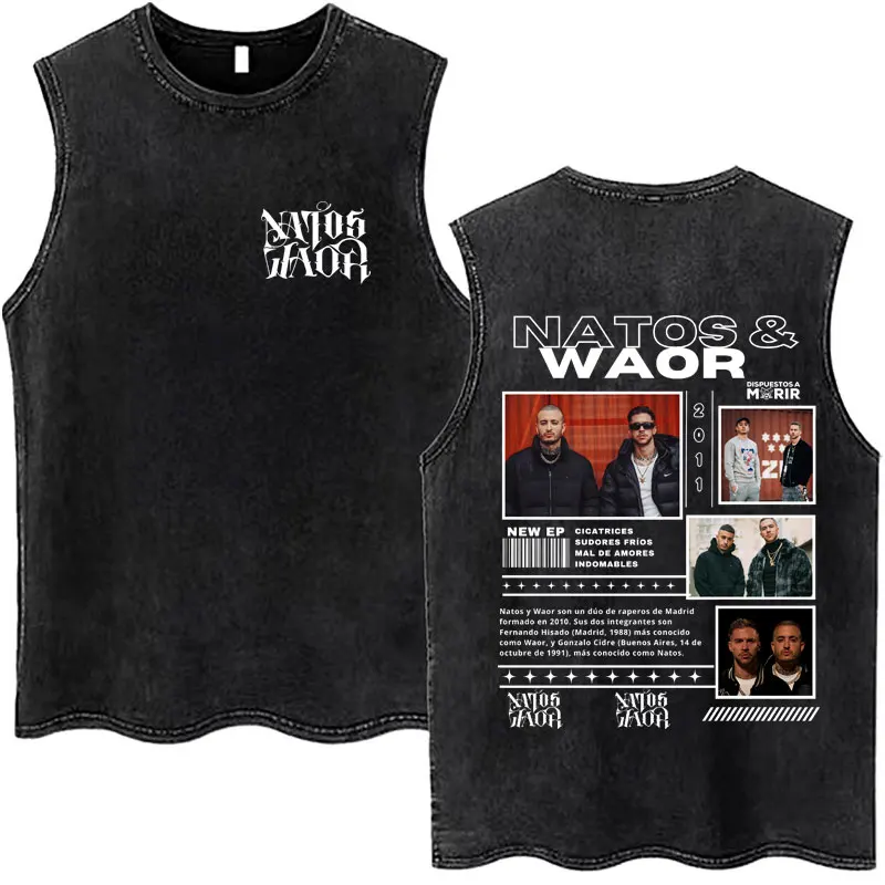 NATOS WAOR Bicho Raro Negra الهيكل العظمي الرسومات غسلها تانك القمم خمر بلا أكمام رجل إمرأة المد المتضخم الملابس الشارع الشهير