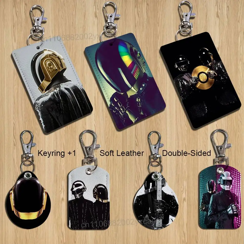 

Band cool Daft Punk Keychain Holder Suitable For Subway Bank Card Bus Card Case Badge Holder Wallet Card Textured pattern