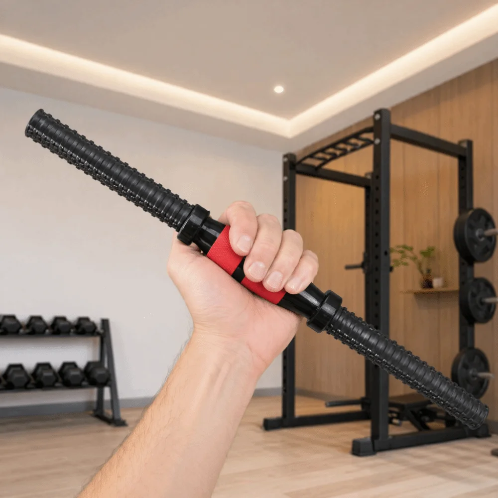 3PCS Steel Dumbbell Handle Set Threaded Ends Anti-Slip Grip Weight Bar Set PVC Grip Spinlock Collars Black and Red Dumbbell