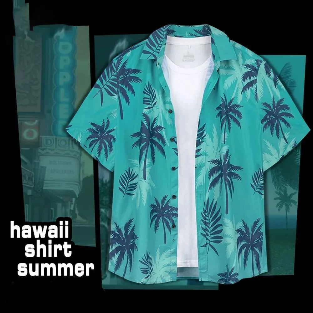 Grand Theft Auto GTA5 Men\'s High Quality Hawaiian Beach Short sleeved Shirt Tommy Same Style Shirt Summer New 2024