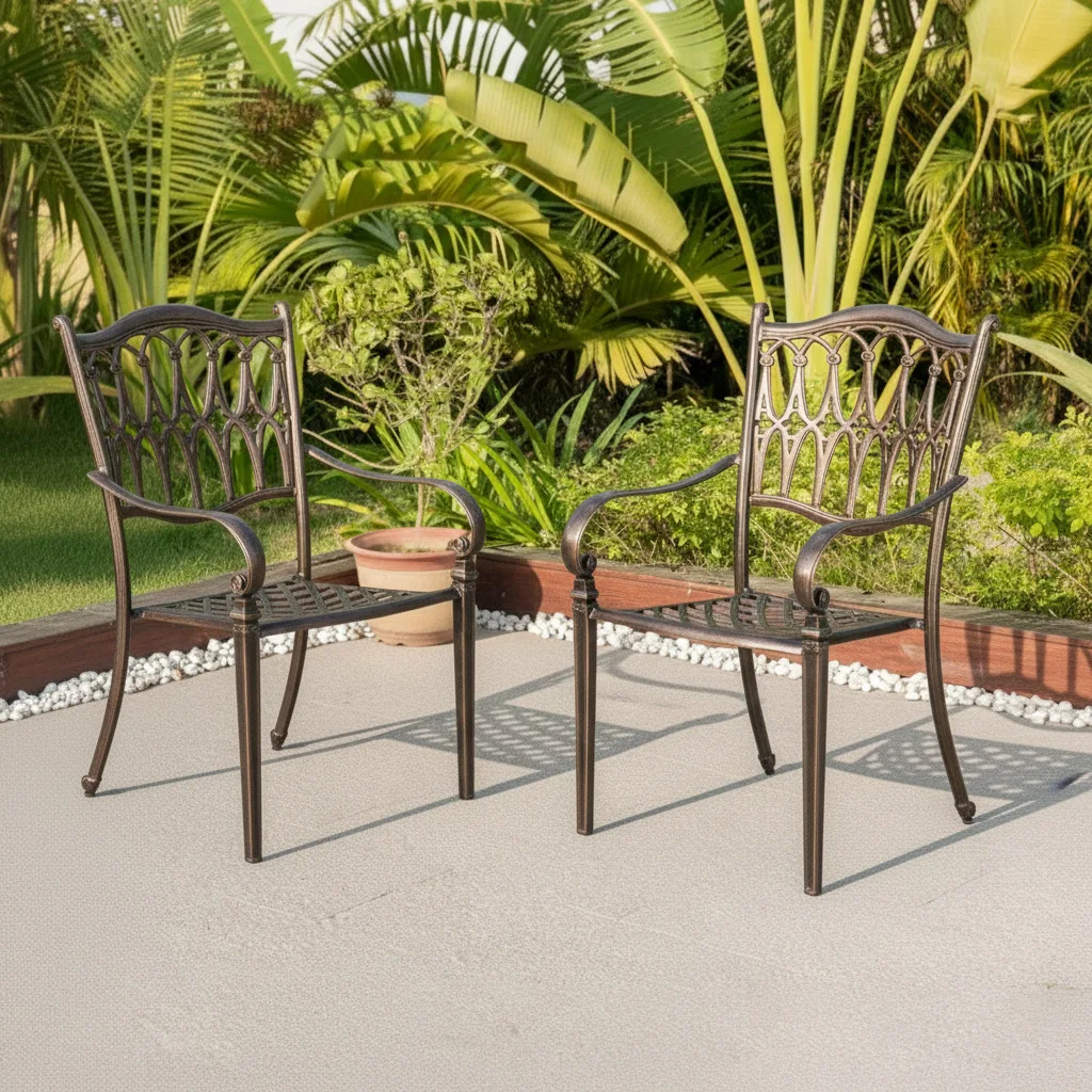 European Roman Dining Chair Outdoor Cast Aluminum Table and Chair Garden Courtyard Balcony Terrace Villa Aluminum Alloy Leisure