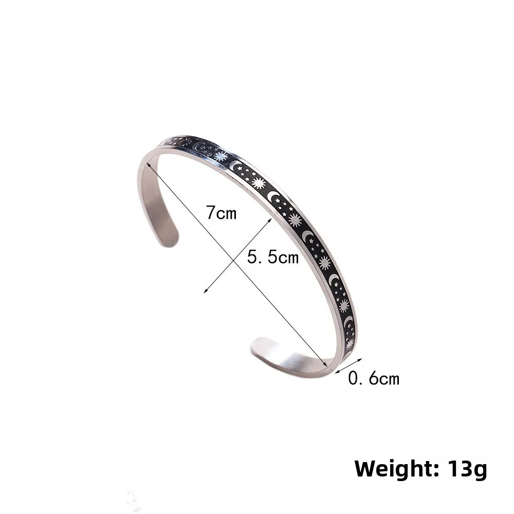 

Hot-selling stainless steel corrosion drip bracelet Sun Moon Star jewelry stainless steel C-shaped open bracelet